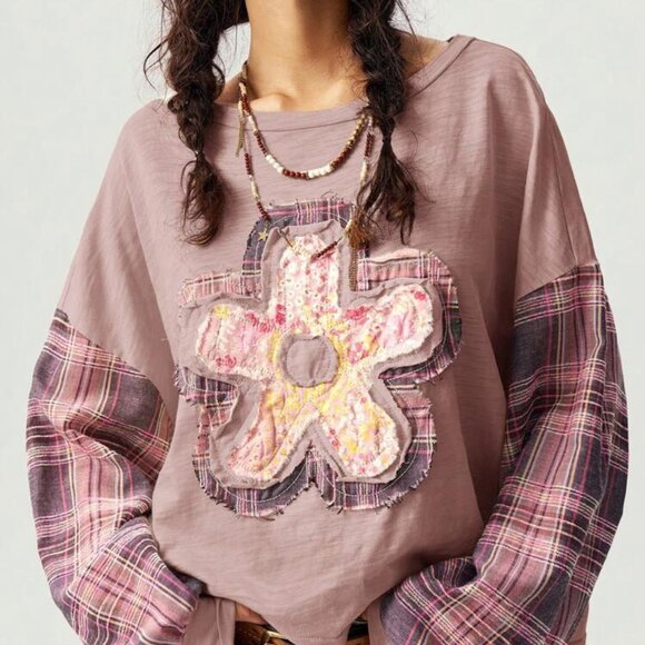 BOUTIQUE BRAND PATCHWORK FLORAL TOP - Picture 6 of 11